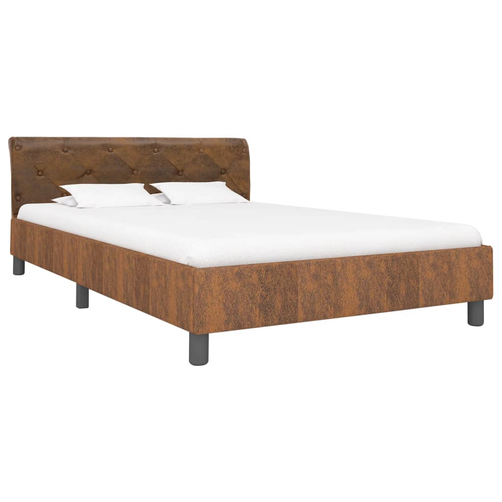 Bettgestell Braun Wildleder-Optik 140 × 200 cm