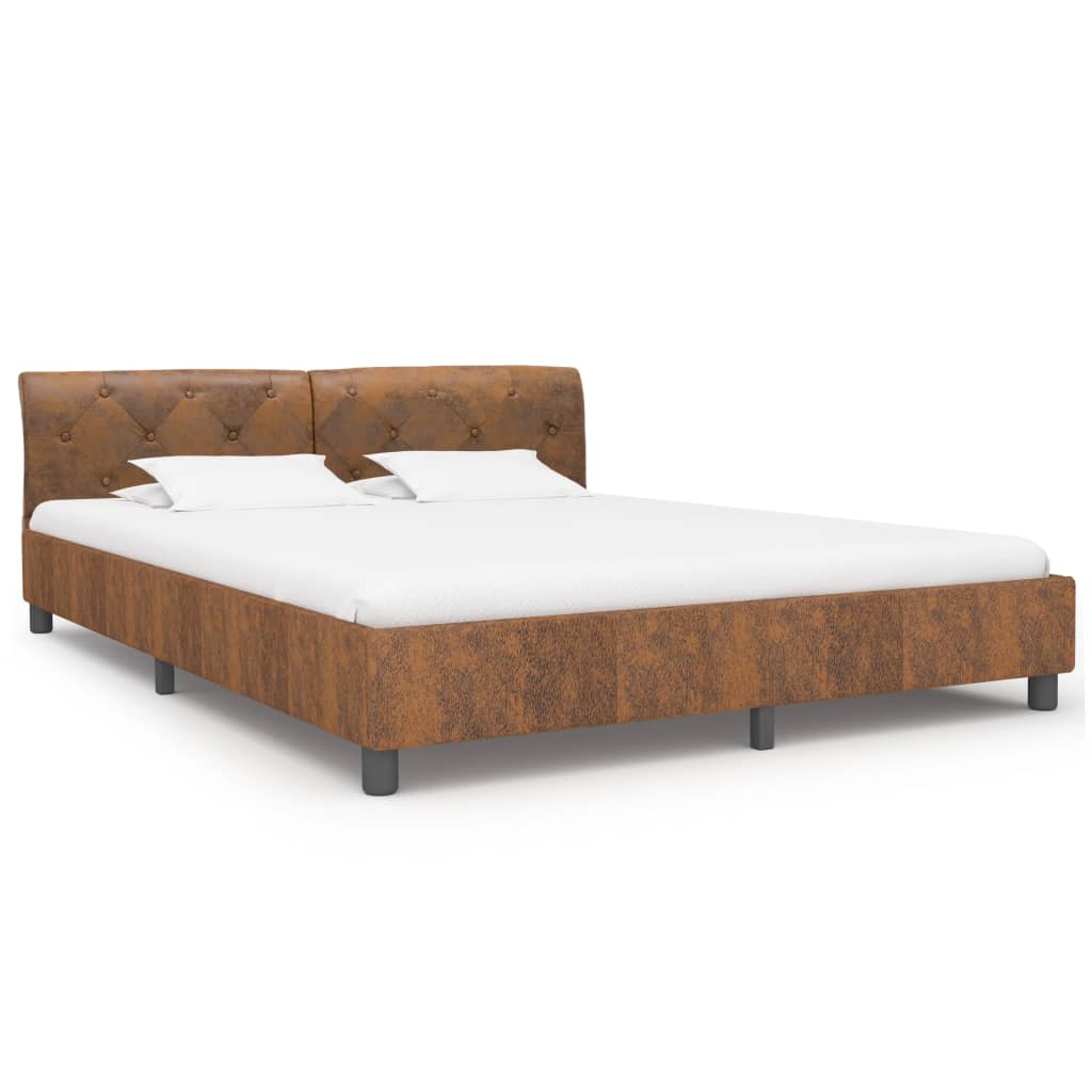 Bettgestell Braun Wildleder-Optik 180 × 200 cm
