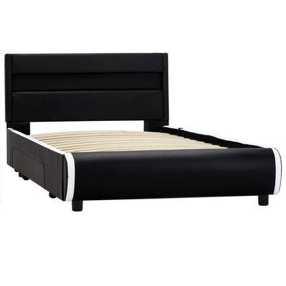 Bettgestell mit LED Schwarz Kunstleder 100x200 cm