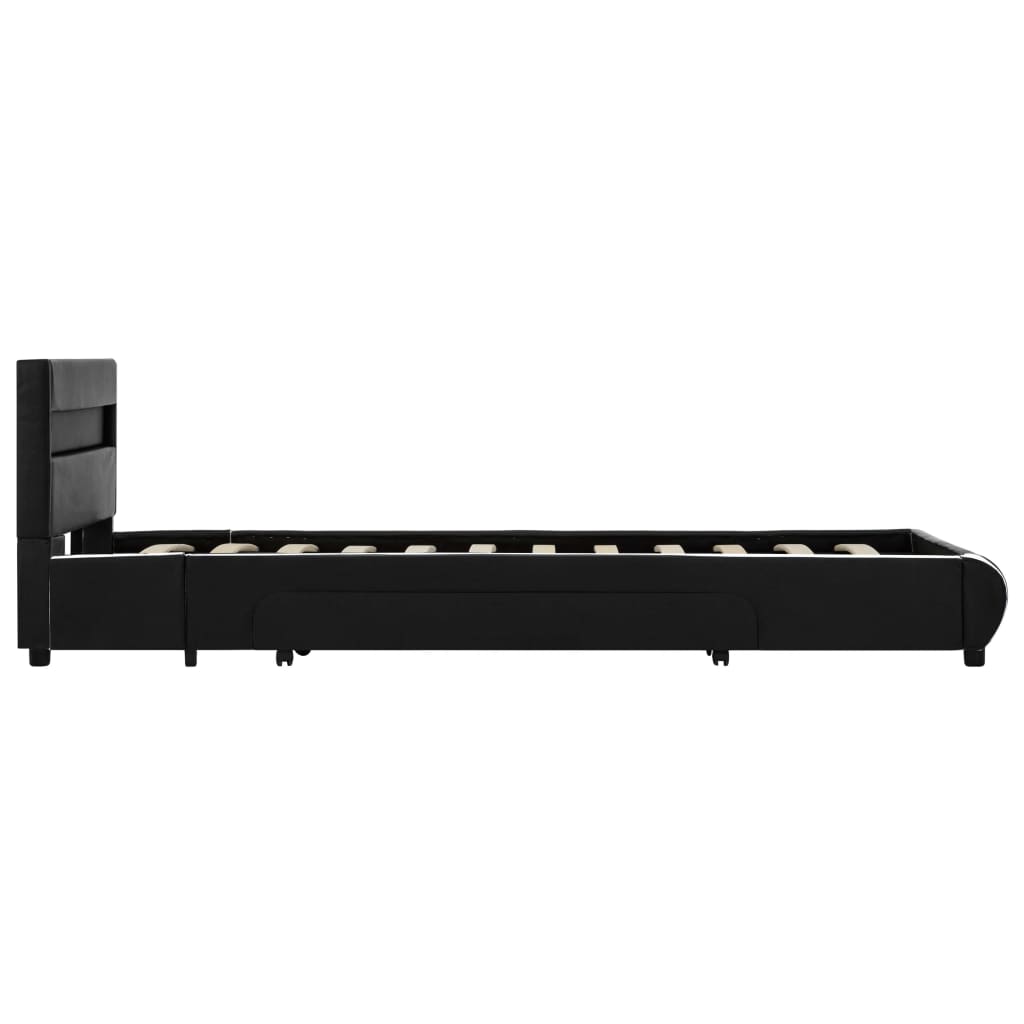 Bettgestell mit LED Schwarz Kunstleder 100x200 cm