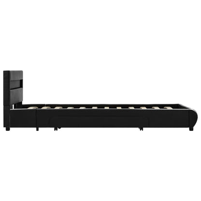 Bettgestell mit LED Schwarz Kunstleder 100x200 cm