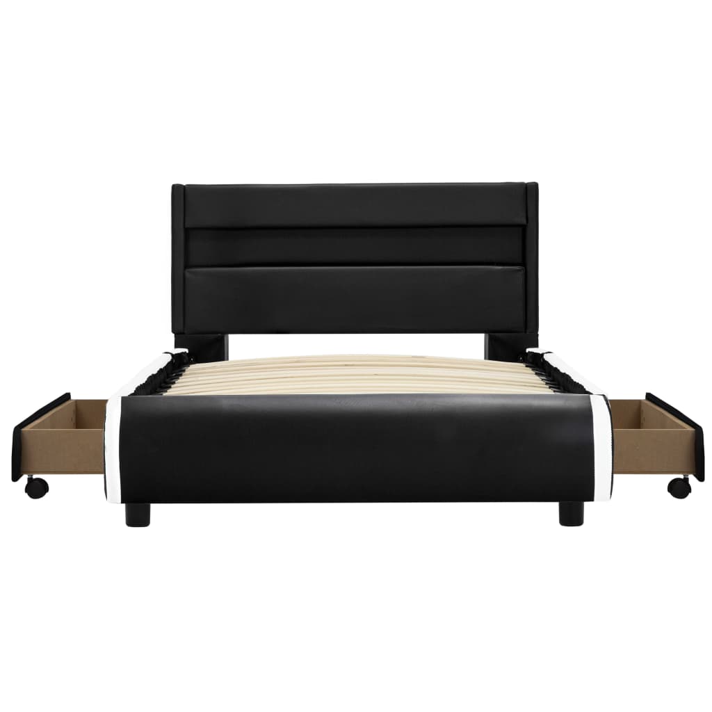 Bettgestell mit LED Schwarz Kunstleder 100x200 cm