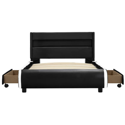 Bettgestell mit LED Schwarz Kunstleder 100x200 cm