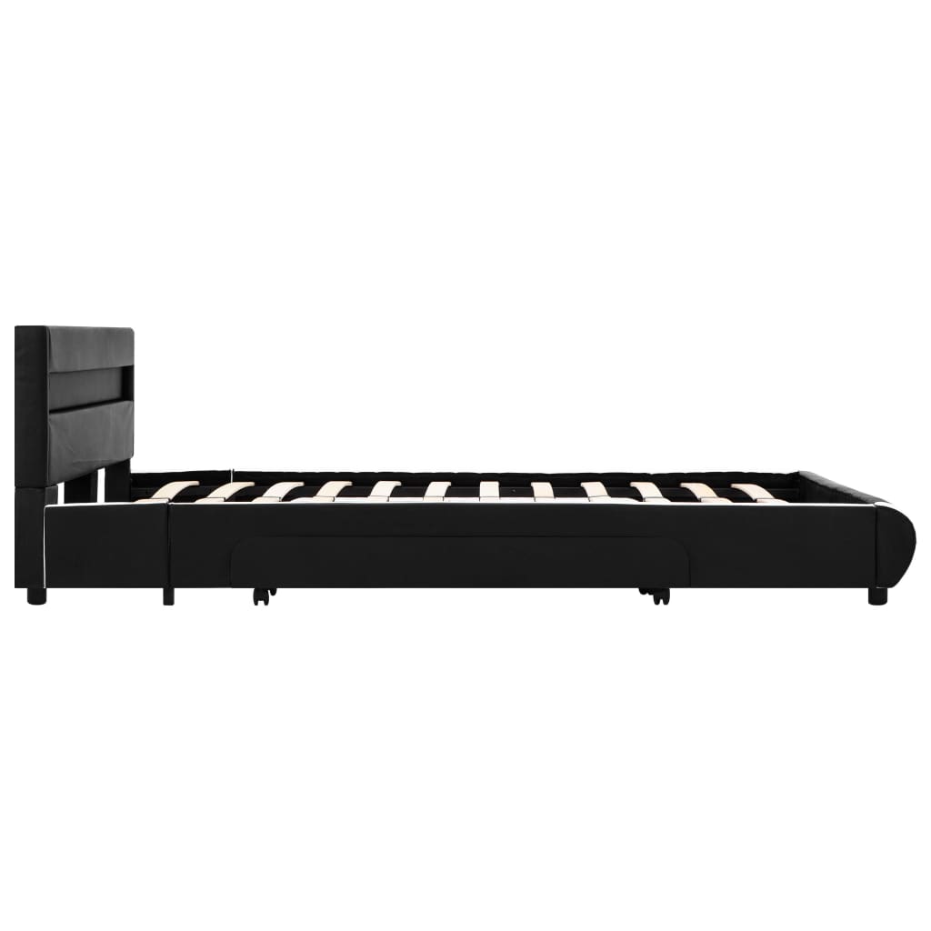 Bettgestell mit LED Schwarz Kunstleder 140×200 cm