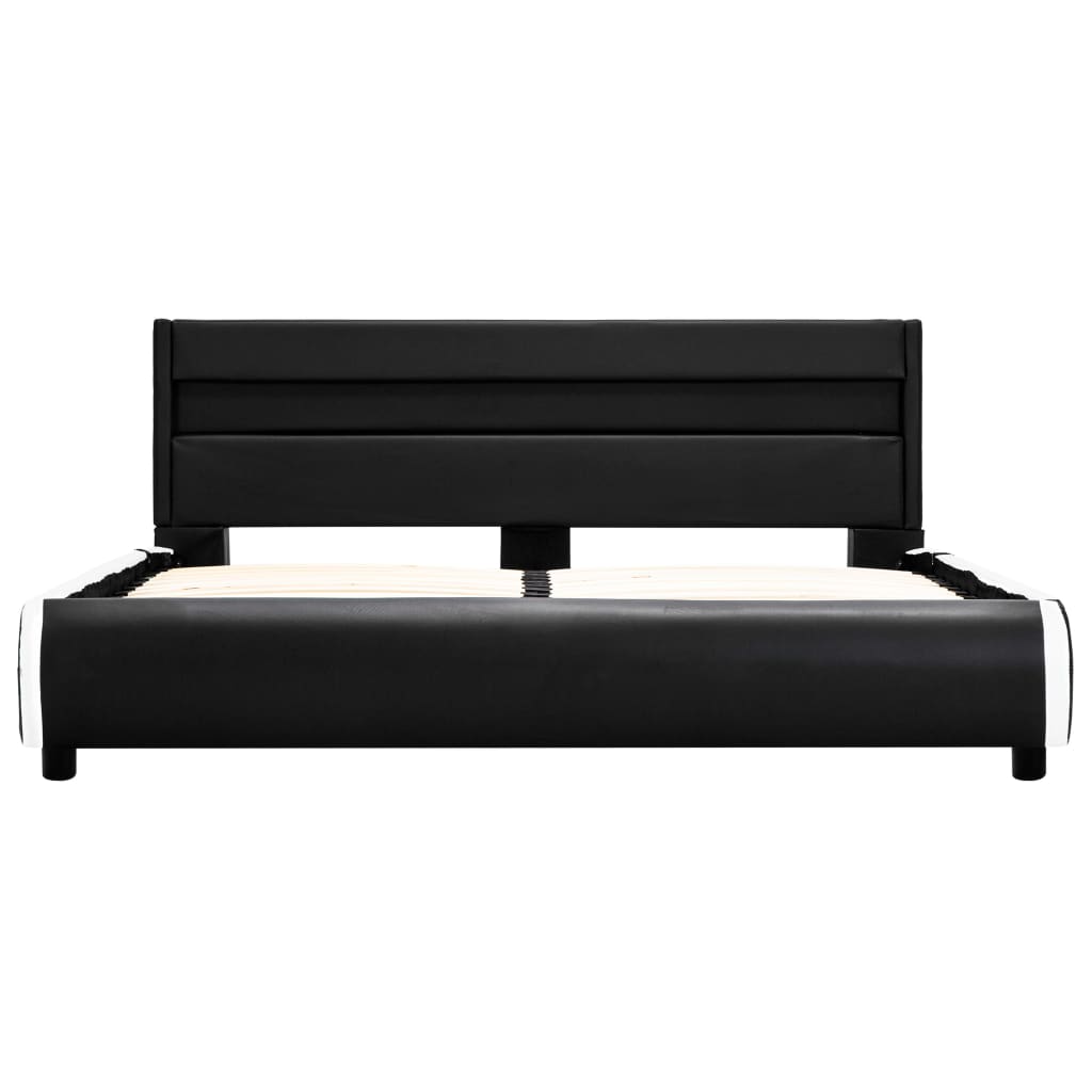 Bettgestell mit LED Schwarz Kunstleder 140×200 cm