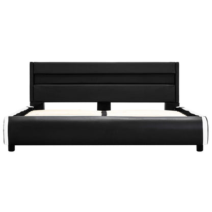 Bettgestell mit LED Schwarz Kunstleder 140×200 cm