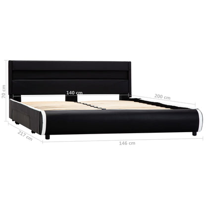 Bettgestell mit LED Schwarz Kunstleder 140×200 cm