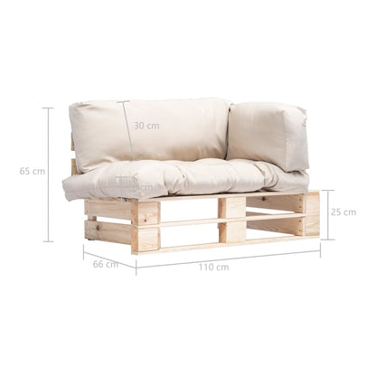 Outdoor-Sofa Paletten mit Kissen in Sandfarben Kiefernholz