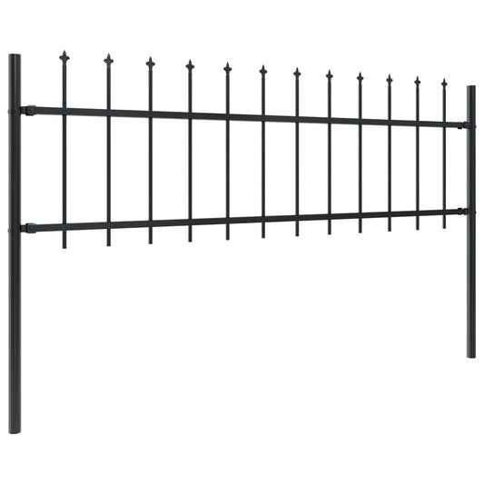 Gartenzaun mit Speerspitze Stahl 1070 x 60 cm Schwarz