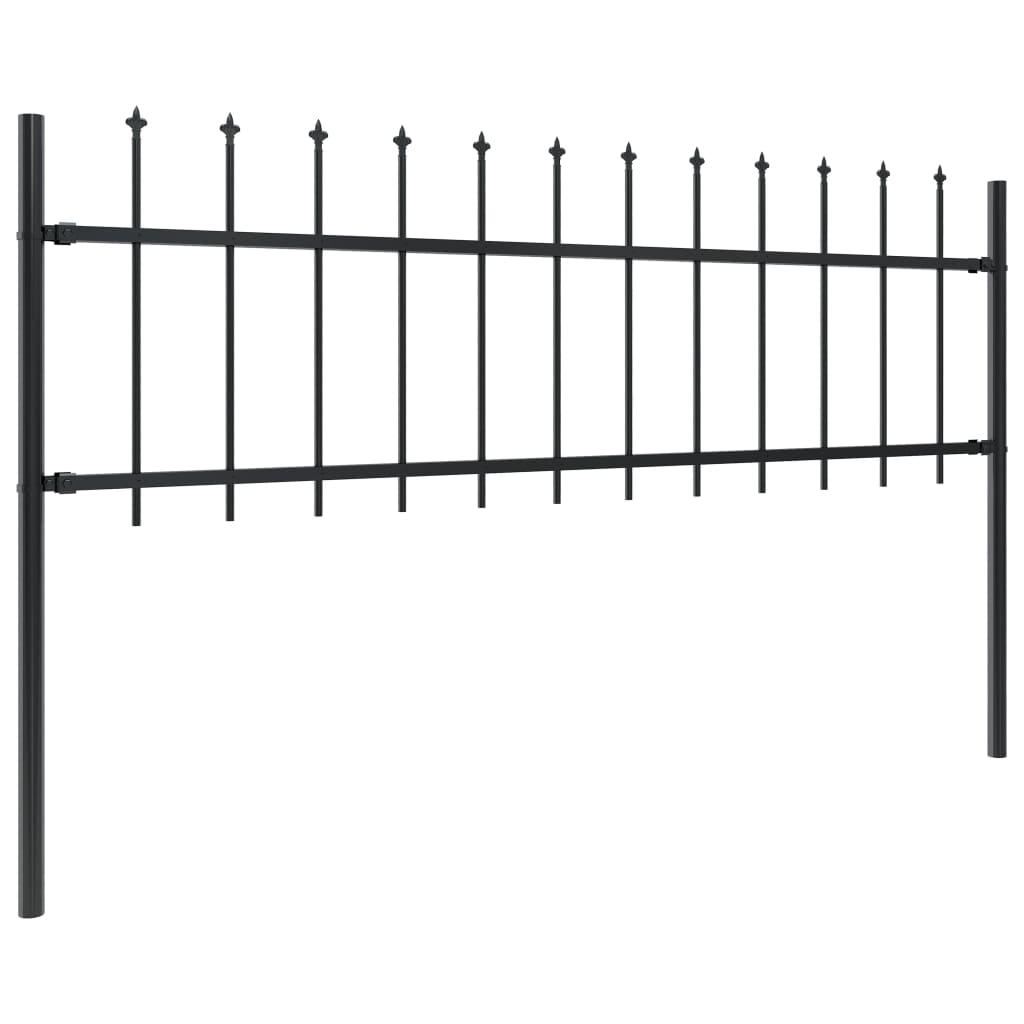 Gartenzaun mit Speerspitze Stahl 1426 x 60 cm Schwarz
