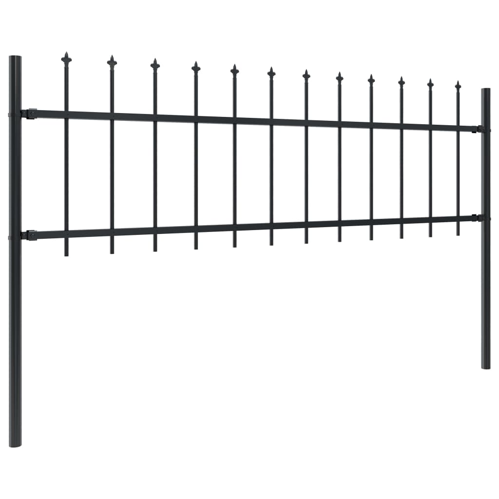 Gartenzaun mit Speerspitze Stahl 1603,5 x 60 cm Schwarz