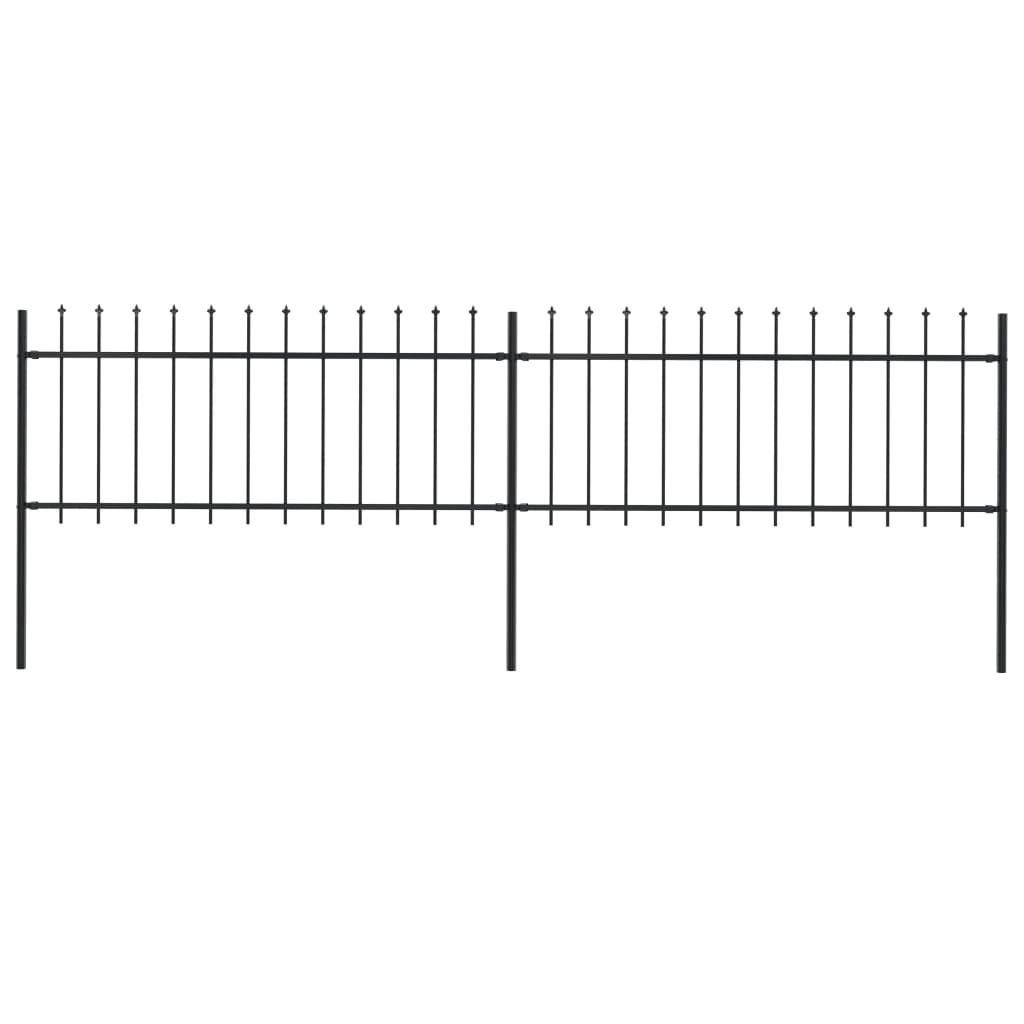 Gartenzaun mit Speerspitze Stahl 359 x 80 cm Schwarz