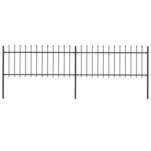 Gartenzaun mit Speerspitze Stahl 359 x 80 cm Schwarz