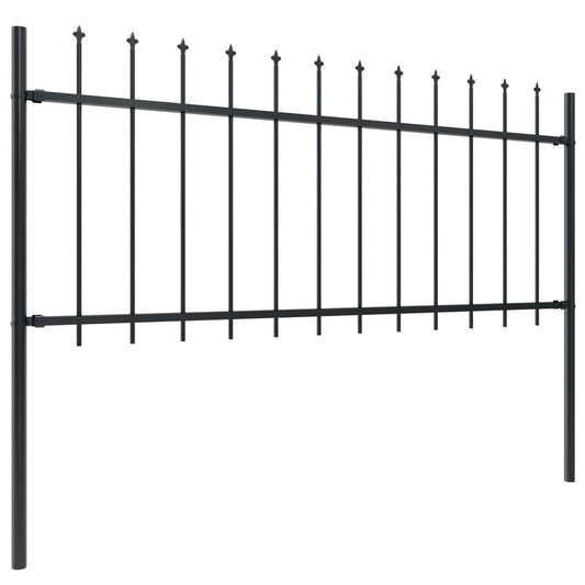 Gartenzaun mit Speerspitze Stahl 359 x 80 cm Schwarz