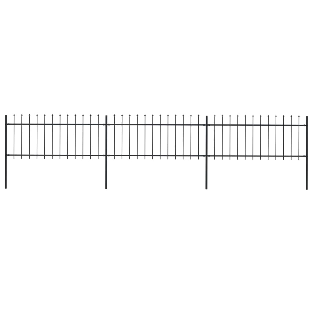 Gartenzaun mit Speerspitze Stahl 537 x 80 cm Schwarz