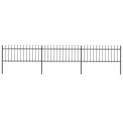 Gartenzaun mit Speerspitze Stahl 537 x 80 cm Schwarz