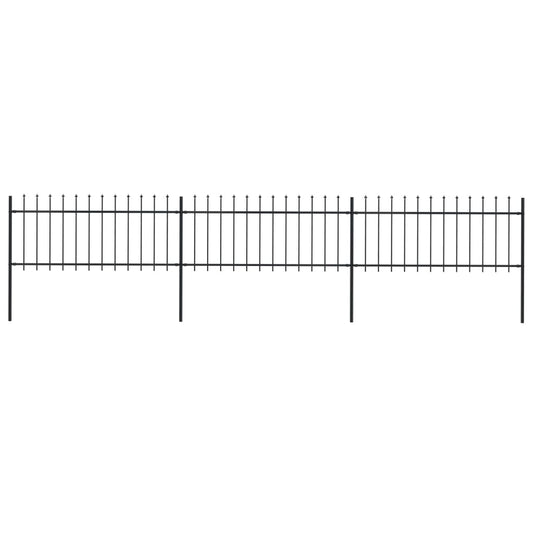 Gartenzaun mit Speerspitze Stahl 537 x 80 cm Schwarz