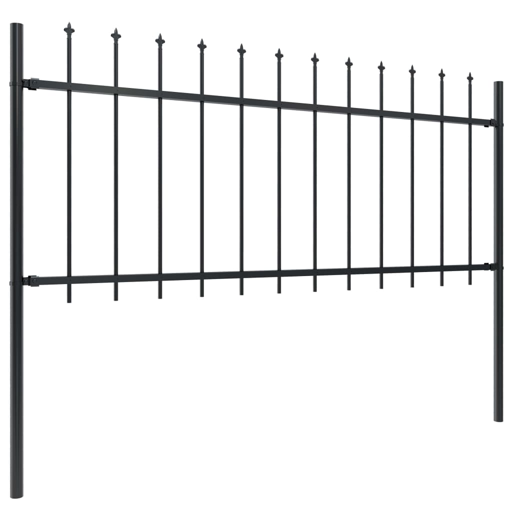 Gartenzaun mit Speerspitze Stahl 537 x 80 cm Schwarz