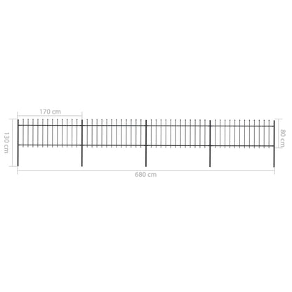 Gartenzaun mit Speerspitze Stahl 714,5 x 80 cm Schwarz