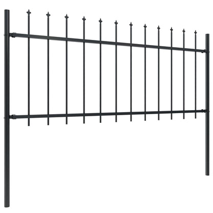 Gartenzaun mit Speerspitze Stahl 1070 x 80 cm Schwarz