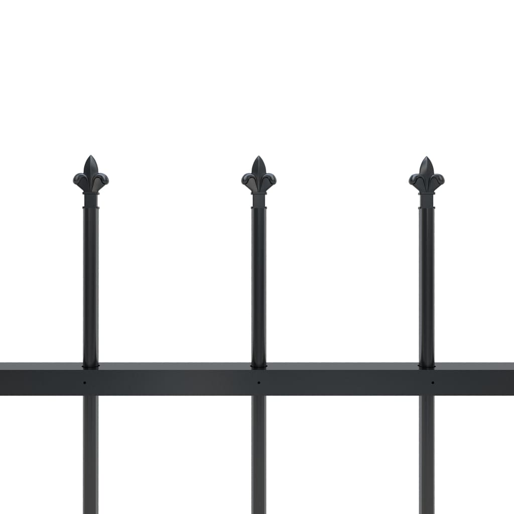 Gartenzaun mit Speerspitze Stahl 1248 x 80 cm Schwarz