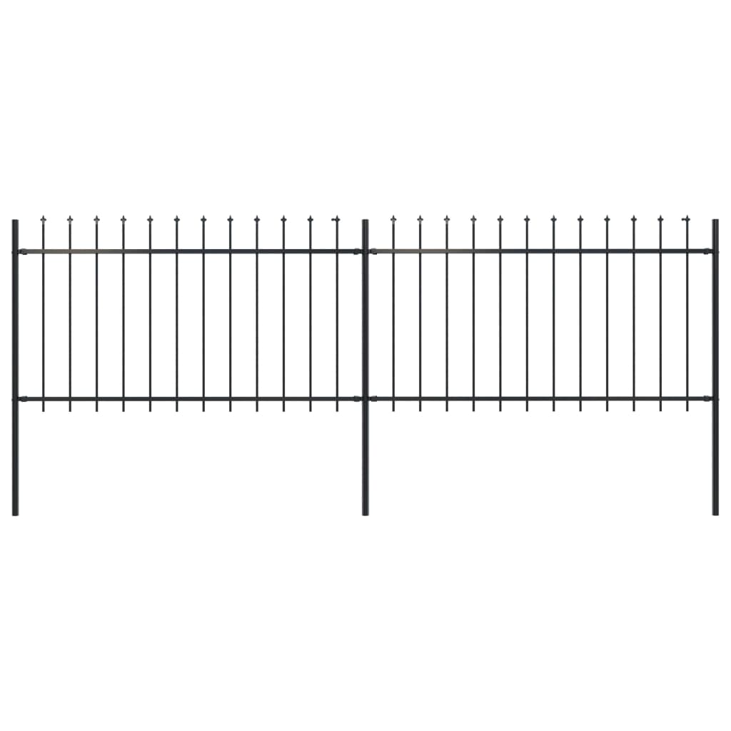Gartenzaun mit Speerspitze Stahl 359 x 100 cm Schwarz