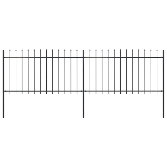 Gartenzaun mit Speerspitze Stahl 359 x 100 cm Schwarz