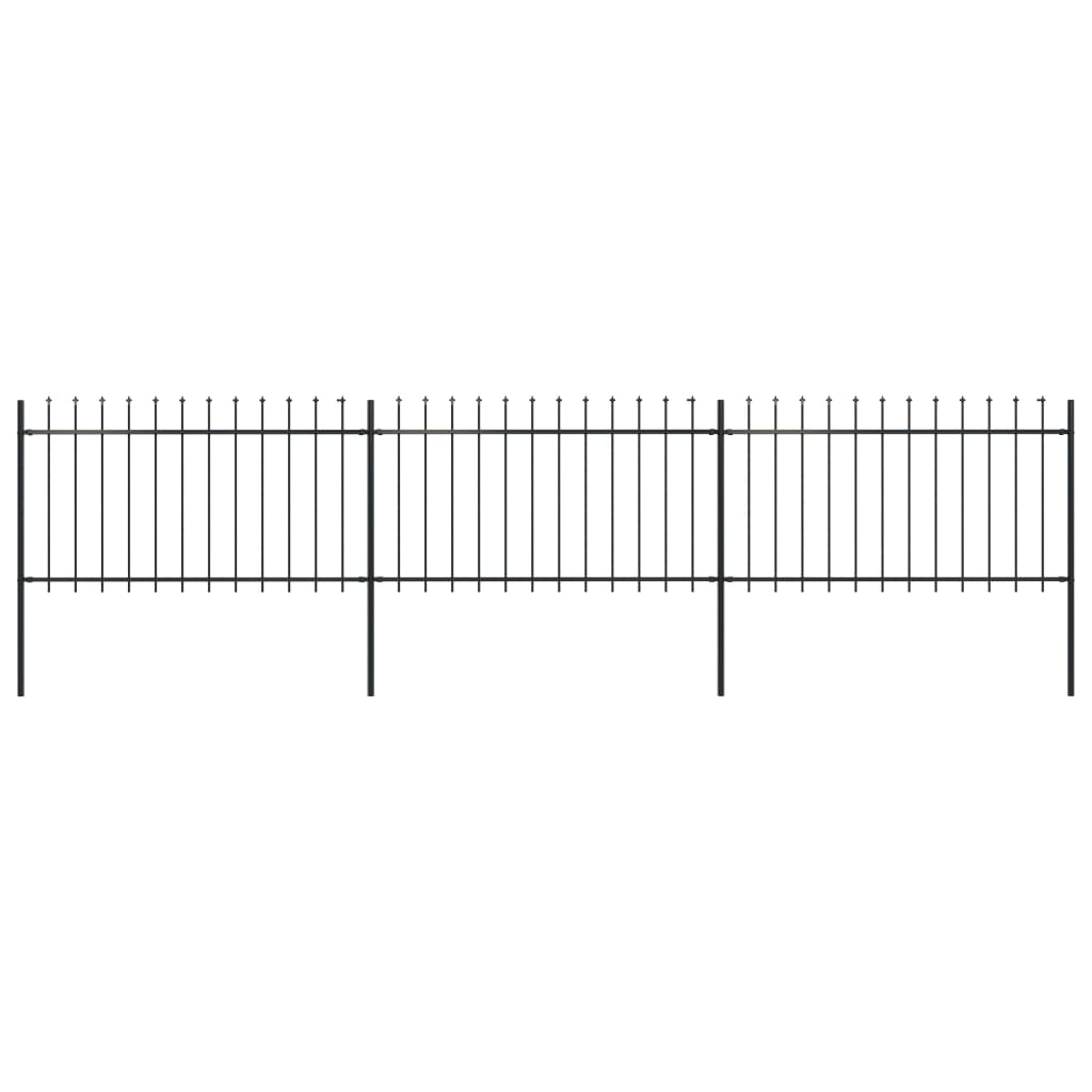 Gartenzaun mit Speerspitze Stahl 537 x 100 cm Schwarz