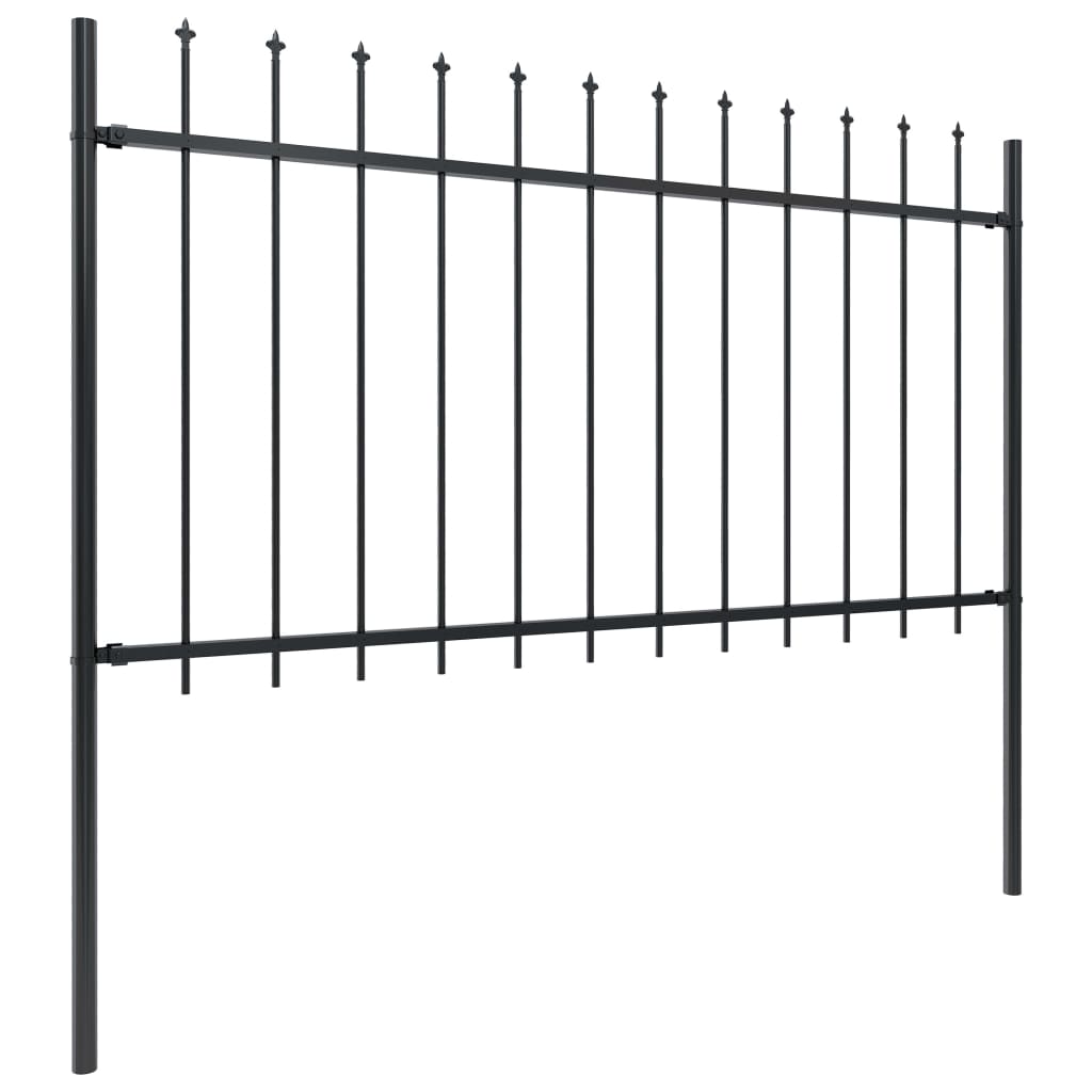 Gartenzaun mit Speerspitze Stahl 537 x 100 cm Schwarz