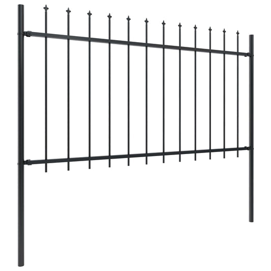Gartenzaun mit Speerspitze Stahl 537 x 100 cm Schwarz