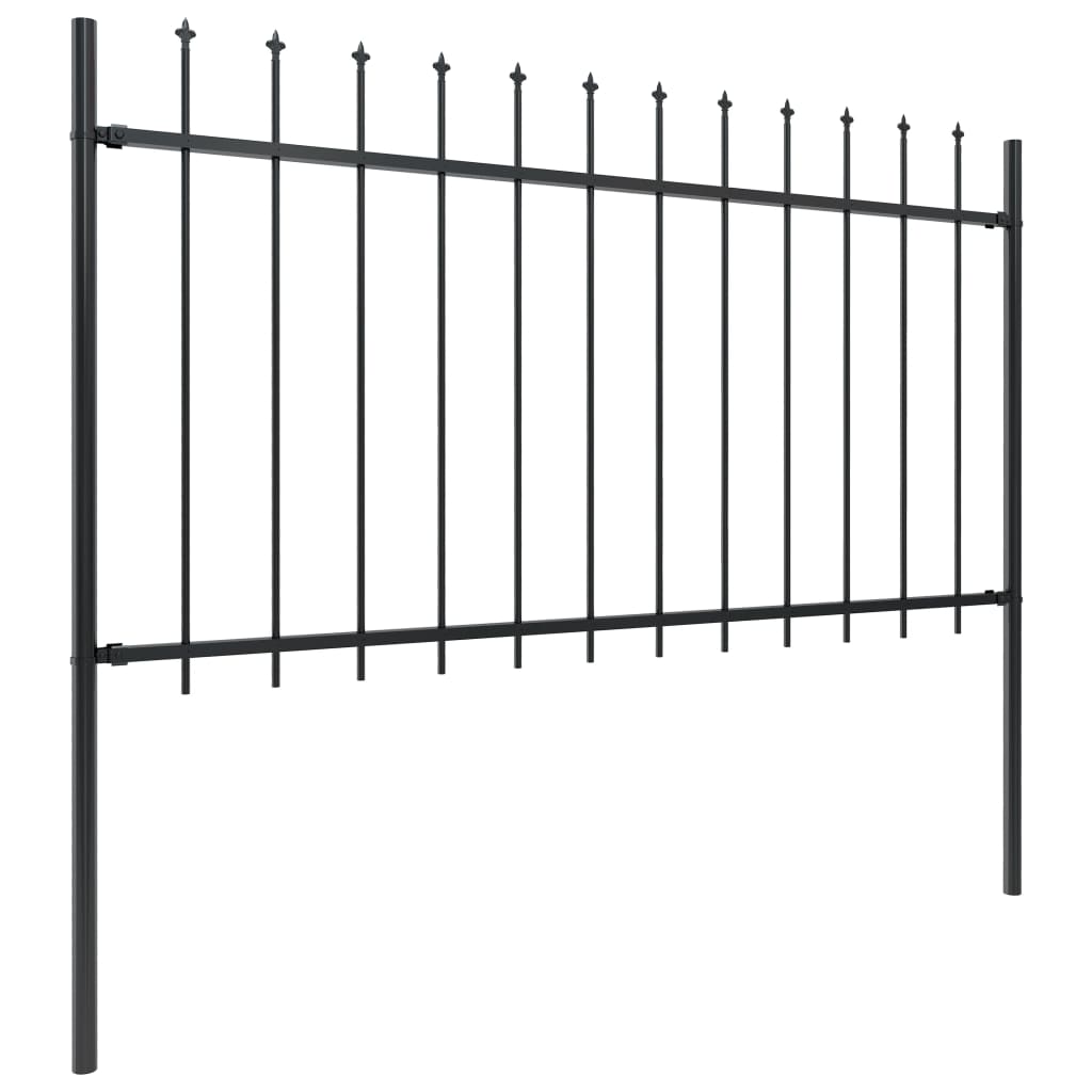 Gartenzaun mit Speerspitze Stahl 1070 x 100 cm Schwarz