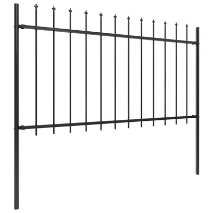 Gartenzaun mit Speerspitze Stahl 1070 x 100 cm Schwarz