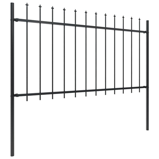 Gartenzaun mit Speerspitze Stahl 1070 x 100 cm Schwarz