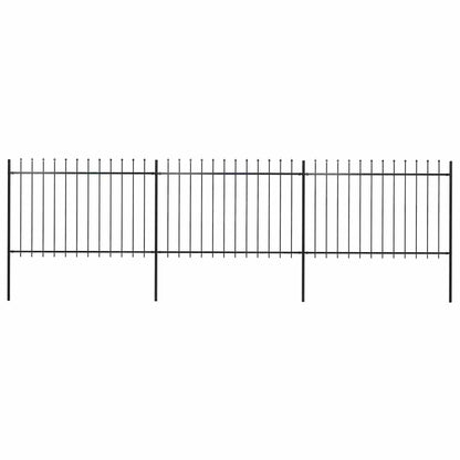Gartenzaun mit Speerspitze Stahl 537 x 120 cm Schwarz