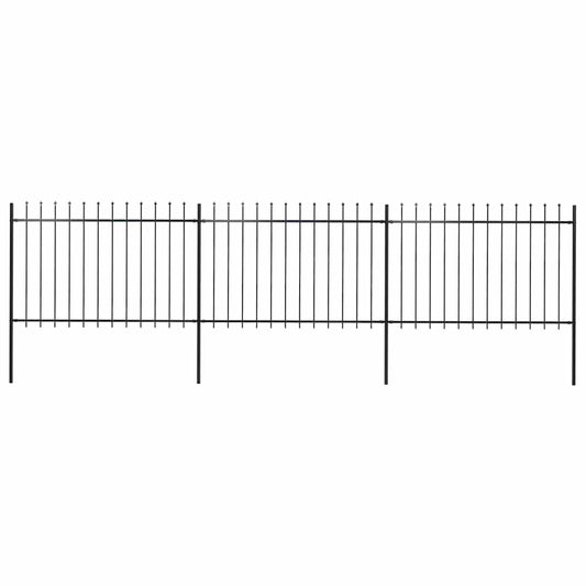 Gartenzaun mit Speerspitze Stahl 537 x 120 cm Schwarz