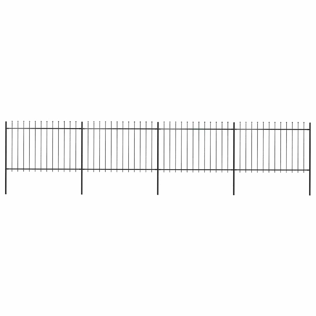 Gartenzaun mit Speerspitze Stahl 714,5 x 120 cm Schwarz