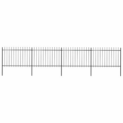 Gartenzaun mit Speerspitze Stahl 714,5 x 120 cm Schwarz