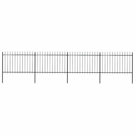 Gartenzaun mit Speerspitze Stahl 714,5 x 120 cm Schwarz