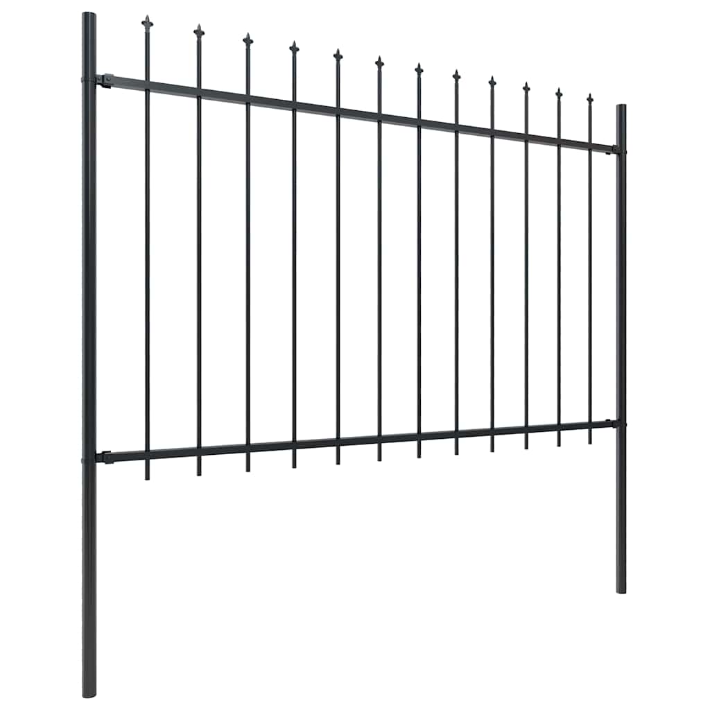 Gartenzaun mit Speerspitze Stahl 1248 x 120 cm Schwarz