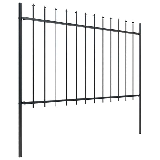 Gartenzaun mit Speerspitze Stahl 1248 x 120 cm Schwarz