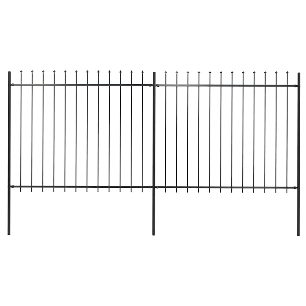 Gartenzaun mit Speerspitze Stahl 359 x 150 cm Schwarz