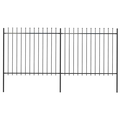 Gartenzaun mit Speerspitze Stahl 359 x 150 cm Schwarz