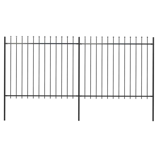 Gartenzaun mit Speerspitze Stahl 359 x 150 cm Schwarz