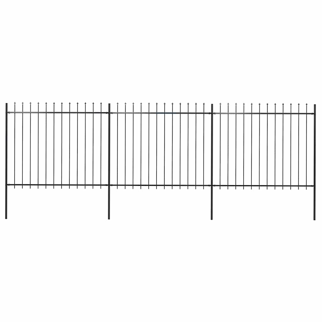 Gartenzaun mit Speerspitze Stahl 537 x 150 cm Schwarz