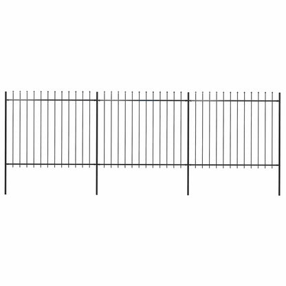 Gartenzaun mit Speerspitze Stahl 537 x 150 cm Schwarz