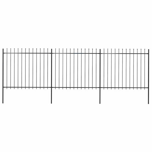 Gartenzaun mit Speerspitze Stahl 537 x 150 cm Schwarz