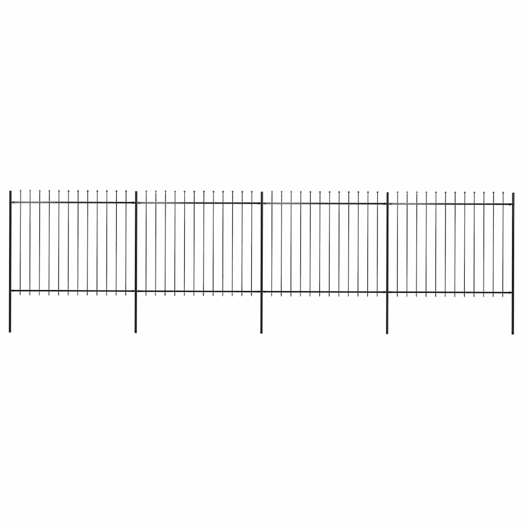 Gartenzaun mit Speerspitze Stahl 714,5 x 150 cm Schwarz