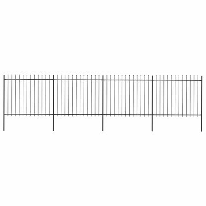 Gartenzaun mit Speerspitze Stahl 714,5 x 150 cm Schwarz