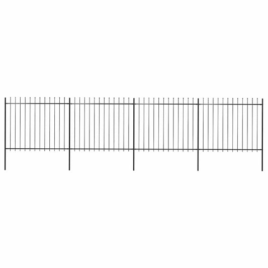Gartenzaun mit Speerspitze Stahl 714,5 x 150 cm Schwarz