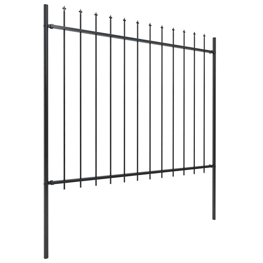 Gartenzaun mit Speerspitze Stahl 714,5 x 150 cm Schwarz